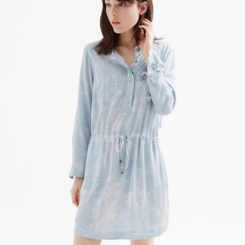 Lou & Grey women S blue pyramid shirt dress preppy Minimalist